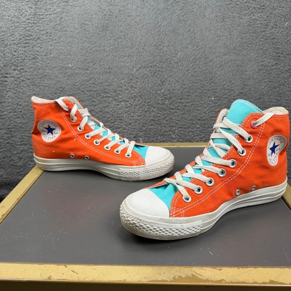 Converse Chuck Taylor All Star High‎ Top Orange Teal GO VOLS Shoes Mens 6.5 - Picture 2 of 9